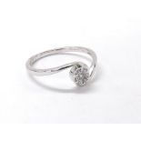 18ct white gold twist design diamond ring, 0.10ct approx, 1.7gm, ring size L- (ex 2041)
