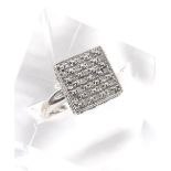 18ct white gold diamond square dress ring, 0.25ct, 13mm, 4.35gm, ring size N (ex 2050)
