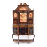 Attractive Edwardian rosewood inlaid mirror-back display cabinet, 46" wide, 14.5" deep, 85" high