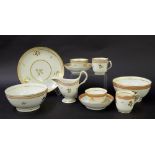 New Hall - part tea set comprising tea bowl on saucer, coffee cup, milk jug, sandwich plate and slop