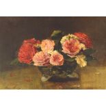 Henry Woods (1846-1921) - Still life of roses in a green bowl, signed and dated 1878, oil on canvas,