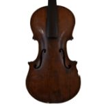 Interesting unlabelled viola circa 1700, probably English, the one piece back of plainish wood