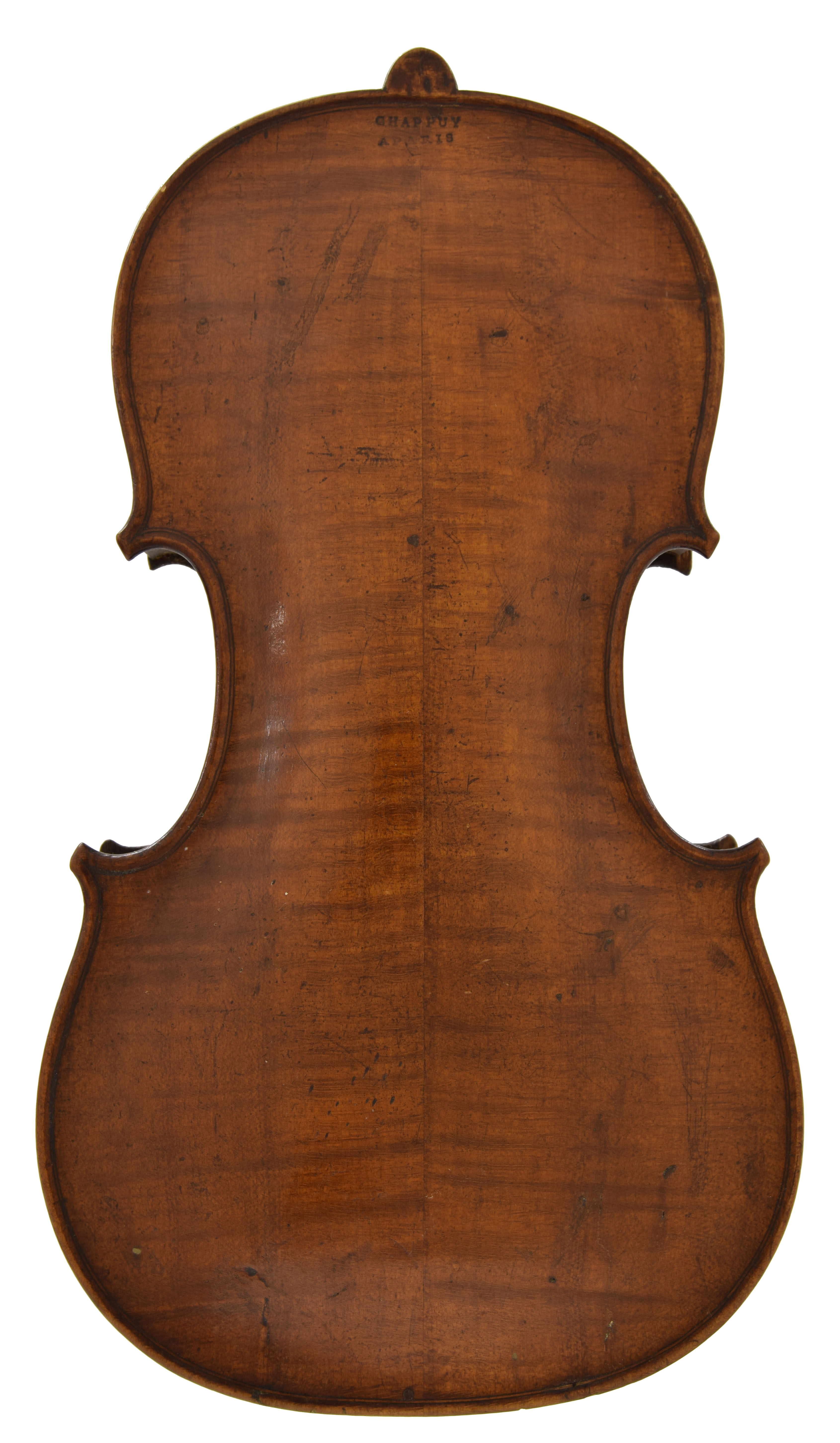 French violin by and branded Chappuy á Paris below the button, with associated neck and scroll, 14 - Image 3 of 4
