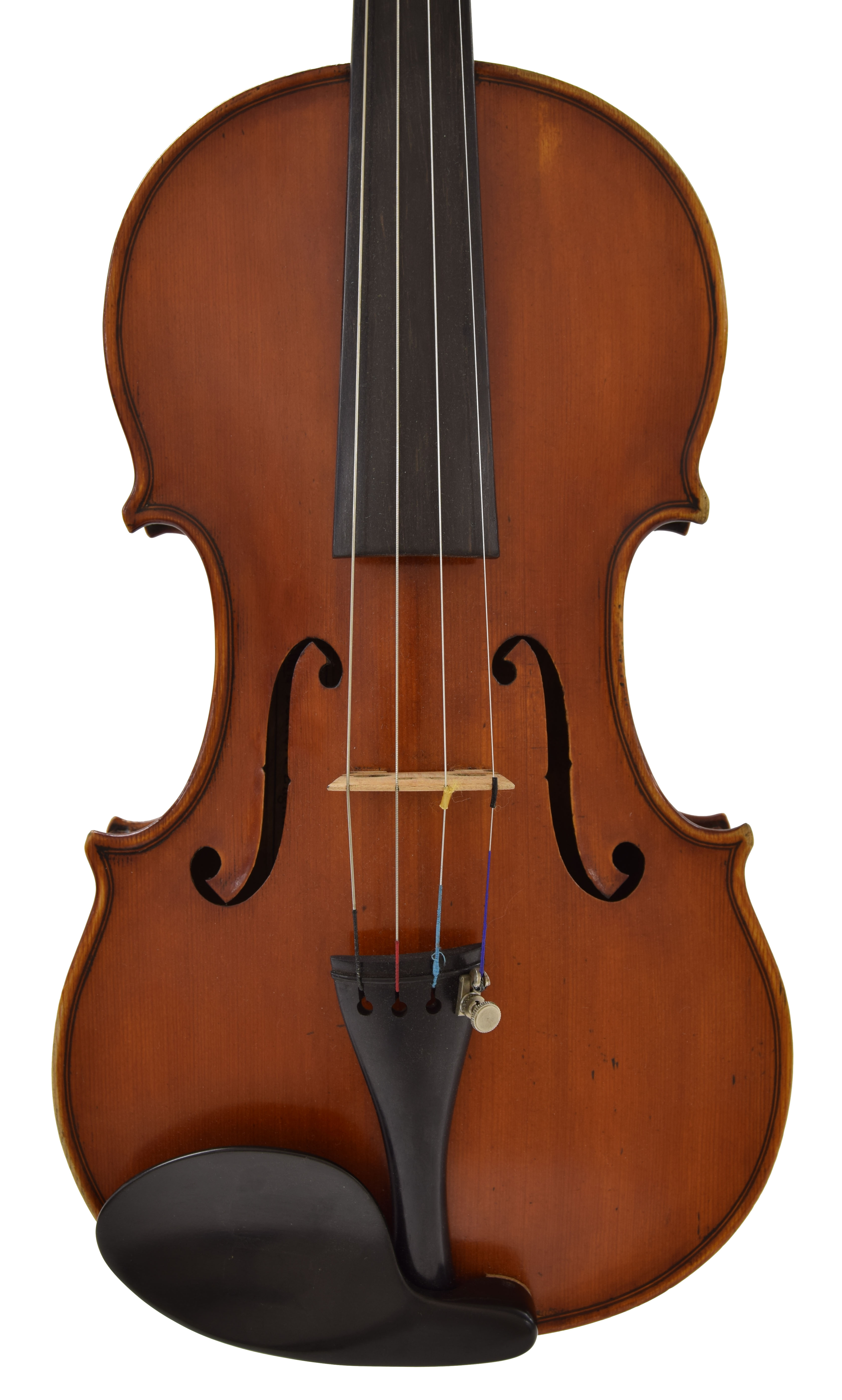 Violin by and labelled Louis Frank Milton, Bedford, England, no. 16, 1923, the one piece back of