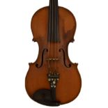 French violin labelled Degani Eugenio fece Venezia-Anno 1891, the two piece back of broad curl