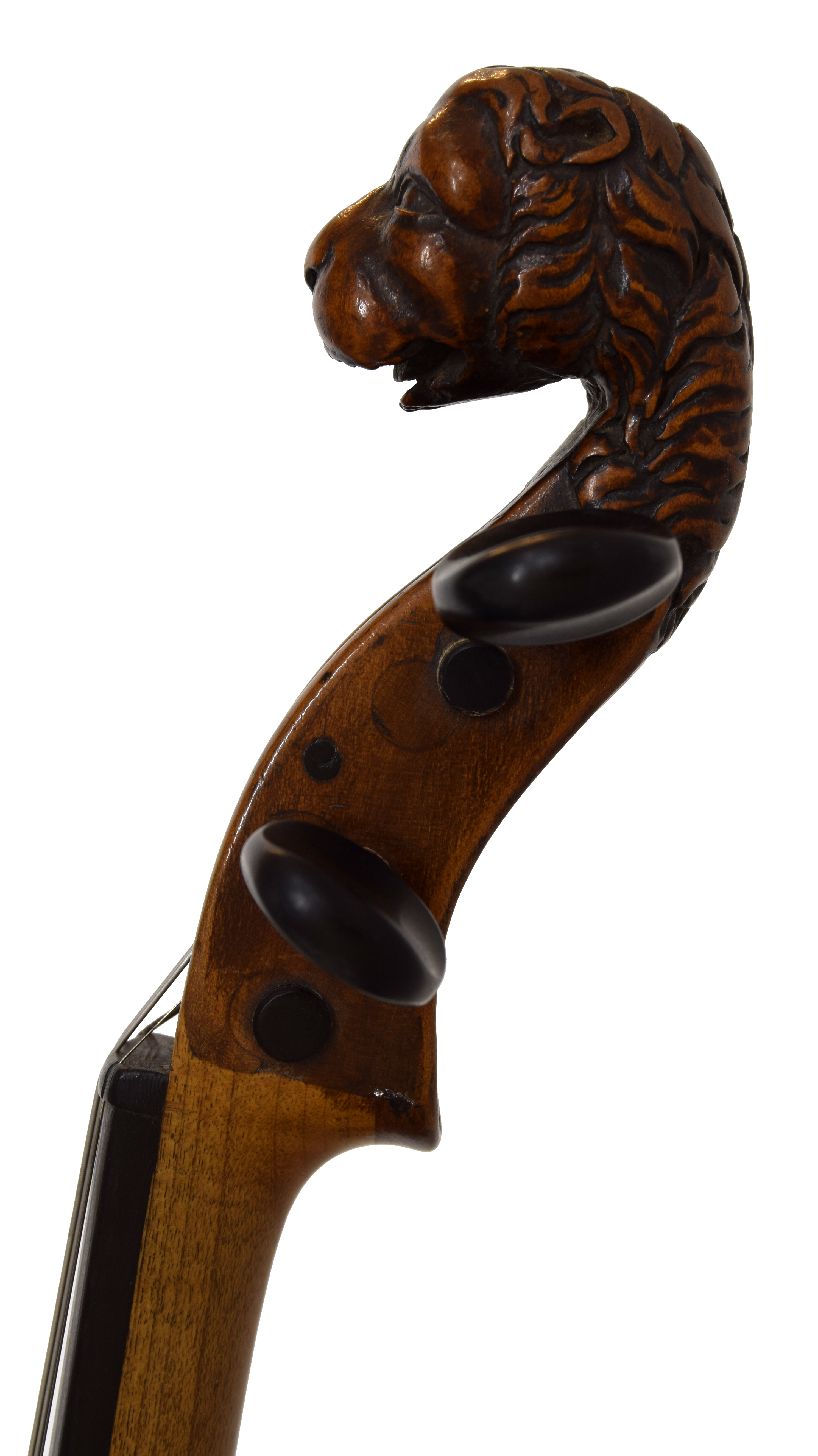 Late 18th/early 19th century violin, unlabelled, with carved lion's head scroll, bearing an - Image 3 of 3