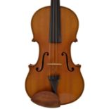 German violin circa 1900, labelled Made for Hart & Son, 28, Wardour Street, London, W., 14 1/8",
