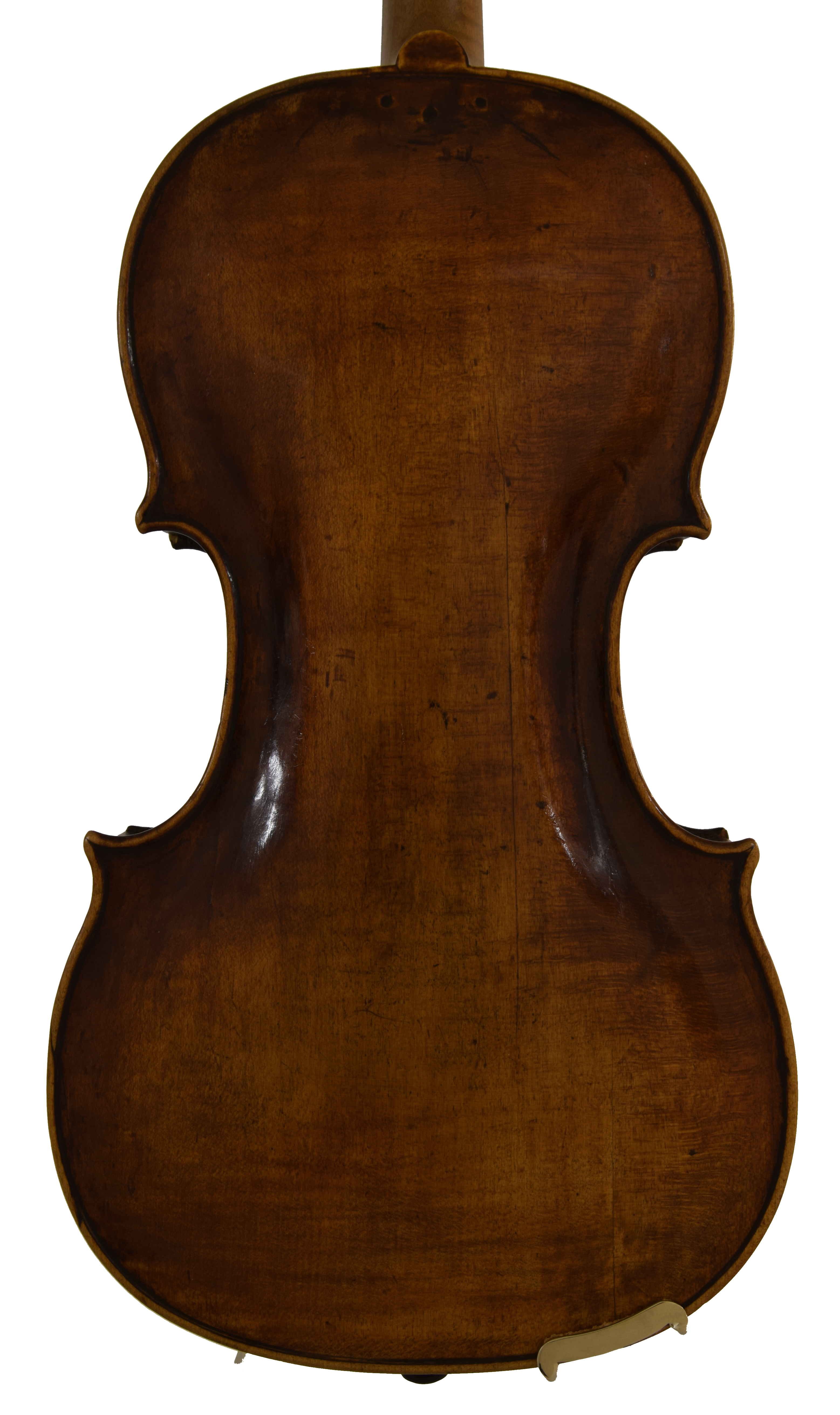 Late 18th/early 19th century violin, unlabelled, with carved lion's head scroll, bearing an - Image 2 of 3