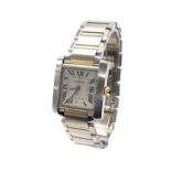 Cartier Tank Francaise gold and stainless steel automatic mid-size bracelet watch, ref. 23O2, no.