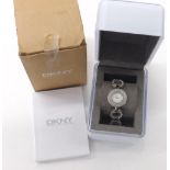 DKNY stone set stainless steel lady's designer bracelet watch, quartz, 26mm (98P18Y) *DKNY box