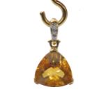 18ct citrine and diamond pendant, 5gm