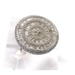 Giorgio Visconti impressive large circular 18k white gold diamond disc cluster ring, round brilliant