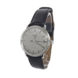 Omega De Ville automatic stainless steel gentleman's wristwatch, the textured grey silvered dial