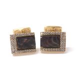 Wempe - pair of 18k mother of pearl and diamond set cufflinks, signed, no. 4552, 14.8gm, 16mm x