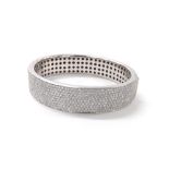 Casa Gi 18k white gold diamond set bangle, round brilliant-cut, 8ct, band width 14mm, 69.6gm