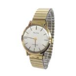 Bulova Longchamp 9ct gentleman's wristwatch, silvered dial with baton markers, case no. 3 450761,