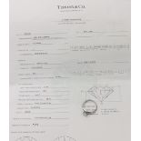 Tiffany & Co. fine quality PLATINUM solitaire diamond ring, round brilliant cut, 0.75ct,