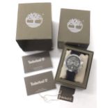 Timberland Dual Time stainless steel gentleman's wristwatch, no. 14518J, quartz, black leather strap