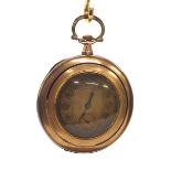 14k and enamel slim lever dress pocket watch, the gilded dial with Arabic roundel numerals and