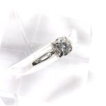 Good quality 14k white gold solitaire diamond ring, round brilliant-cut, 0.46ct approx, clarity