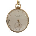 International Watch Co Schaffhausen (IWC) 18k dress lever slim pocket watch, signed movement no.