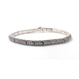 Pave set 18k diamond white gold bracelet, round brilliant-cut diamonds, 24.2gm, 7.25" long