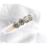 Antique style 18ct yellow and white gold four stone diamond claw set ring, estimated 1.25ct, clarity
