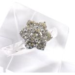 Large 18ct white gold diamond cluster ring, with seven round brilliant-cut diamonds, estimated 2.3ct