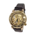 Russian Huka 14k automatic lady's wristwatch, exhibition dial with centre seconds, Miyota Co. 21