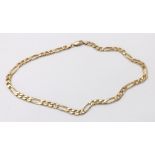 9ct flat curb Figaro link necklet, 17" long, 32.6gm