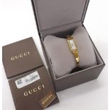 Gucci gold plated lady's bangle watch, ref. 109, mother of pearl dial, quartz, 14mm (M81Q9X) *