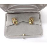 Van Cleef & Arpels - pair of 18k yellow gold ear clips, set with diamonds, emeralds, sapphires and