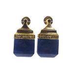 Jade Jagger 'Never Ending Collection' - pair 18k yellow gold and sapphire earrings, 16.1gm, 28mm x