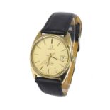 Omega Seamaster quartz gold plated gentleman's wristwatch, ref. 1960186, the textured gilt dial with