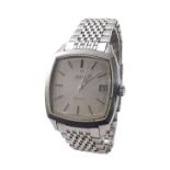 Omega De Ville automatic stainless steel gentleman's bracelet watch, the square silvered dial with