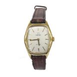 Omega De Ville gold plated lady's wristwatch, ref. 551.291, circa 1970, silvered dial with applied