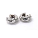 Pair of 18ct white gold 'Huggis' earrings, 10.7gm, 17.5mm