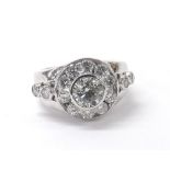 Impressive 18k white gold diamond dress ring, the centre stone 1.48ct approx, clarity VS2-SI1,