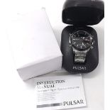 Pulsar chronograph alarm stainless steel digital gentleman's bracelet watch, ref. Z021-X004, 48mm (