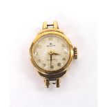 Rolex Precision 9ct lady's wristwatch head, Chester 1958, signed circular silvered dial with