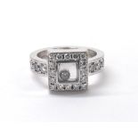 Chopard Happy Diamonds 18k white square design ring, signed, no. 3015824, 82/2939-20, 10mm square,