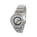 Omega Geneve Dynamic automatic lady's stainless steel bracelet watch, the silvered dial with blue