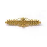 15ct wirework bar brooch, 6.1gm, 53mm wide