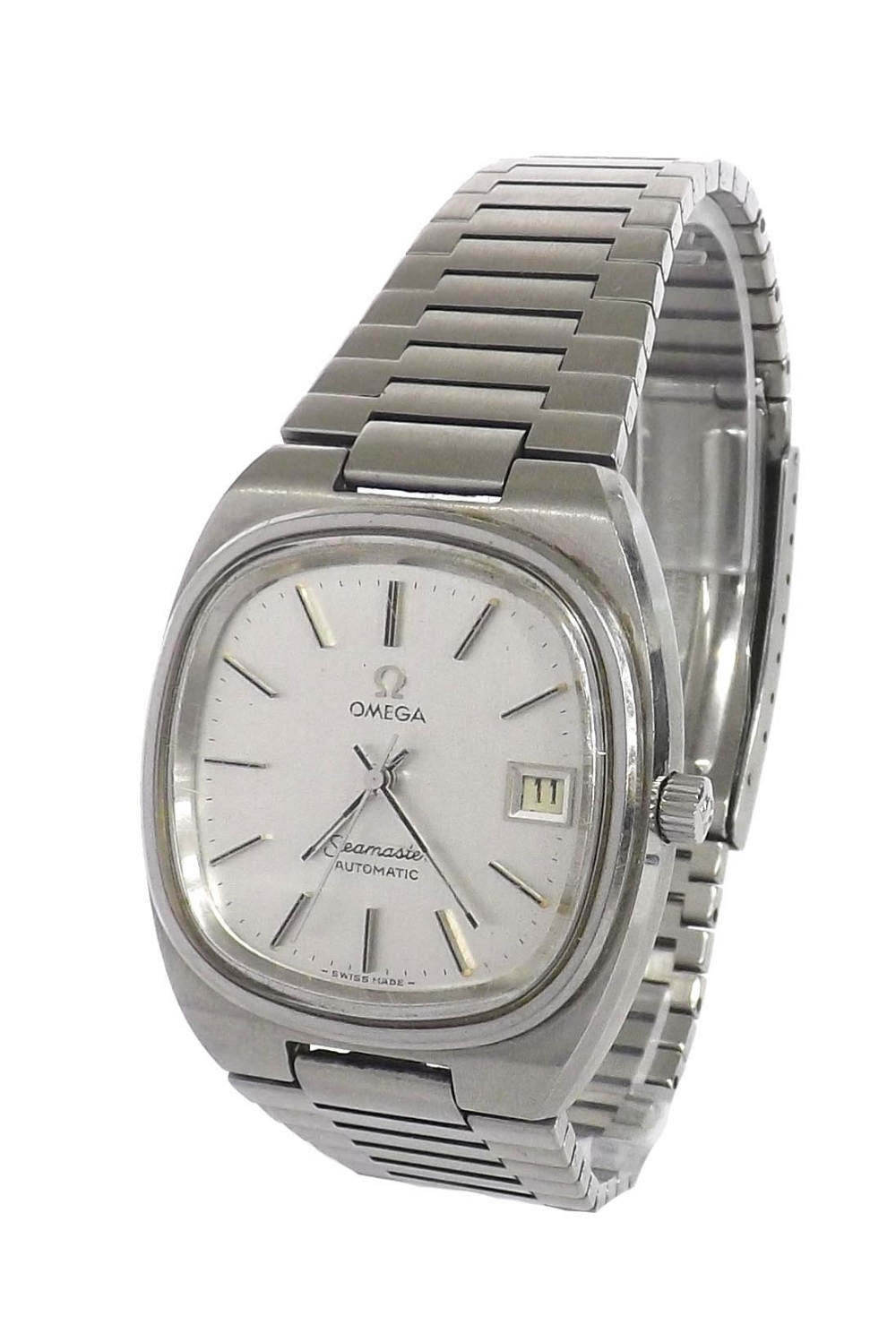 Omega Seamaster automatic stainless steel gentleman's bracelet watch, the cushioned square
