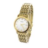 Seiko lady's gold plated quartz bracelet watch, mother of pearl dial, ref. 7N82-0FY0, 27mm (