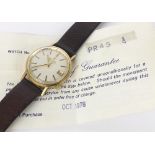 Bulova Accutron 9ct gentleman's wristwatch, circular silvered dial with baton markers, sweep