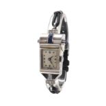 1950s 18ct white gold sapphire and diamond lady's cocktail watch, the silvered dial with Arabic