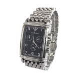 Emporio Armani chronograph stainless steel gentleman's bracelet watch, ref. AR-0299, black dial,