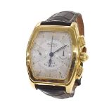 Impressive Paul Picot Majestic Rattrapante 18k chronograph rectangular gentleman's wristwatch,