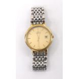 Omega bi-colour quartz gentleman's dress bracelet watch, ref. 3961012, champagne dial with baton
